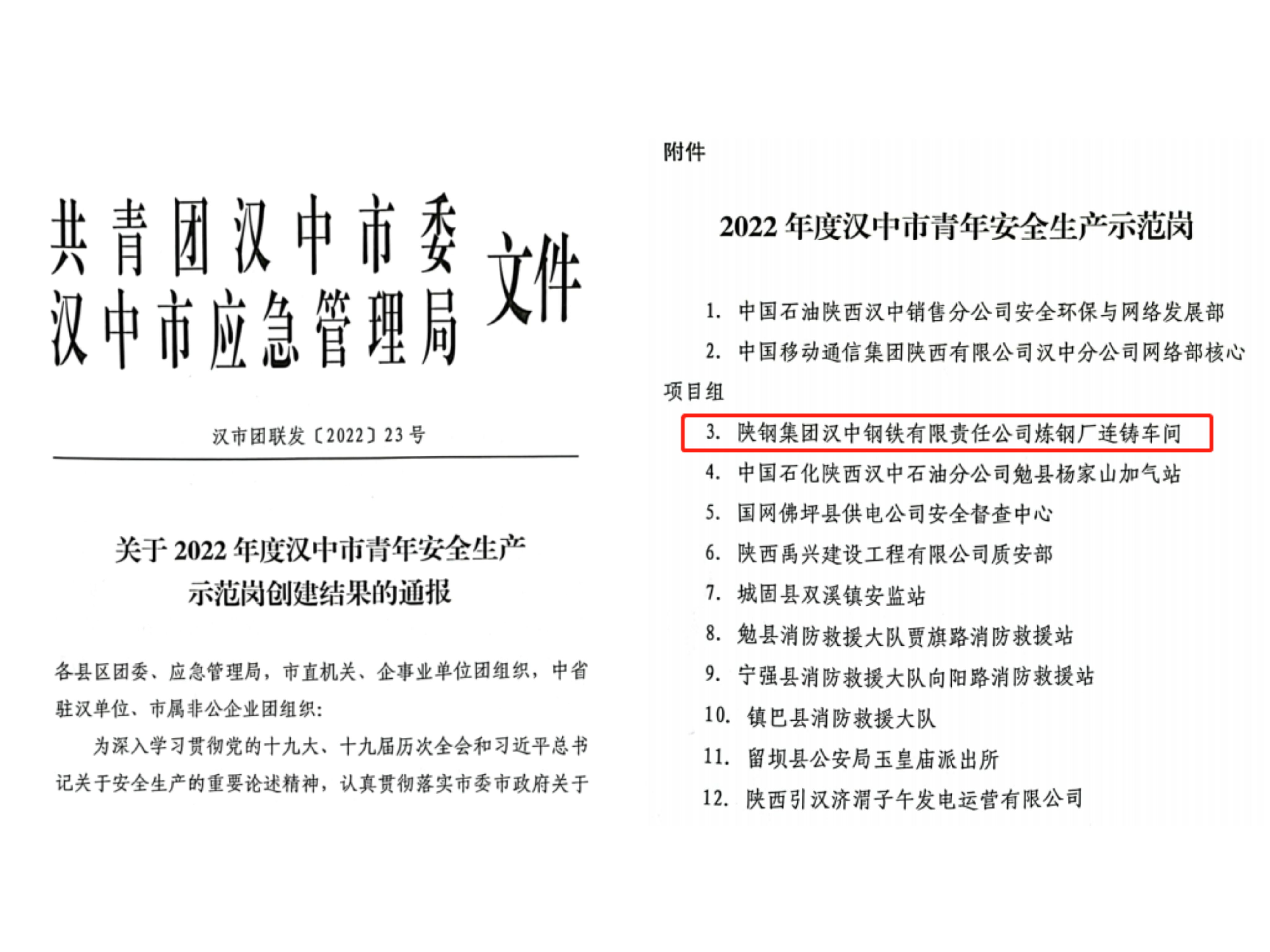 青春譜寫鋼鐵風采，責任筑牢安全防線 --記“2022年漢中市青年安全生產示范崗”漢鋼公司煉鋼廠連鑄車間
